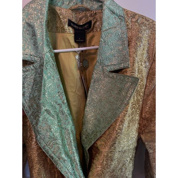Duro Olowu Gold and Turqoise Trench Coat Large NWT - Picture 7 of 9